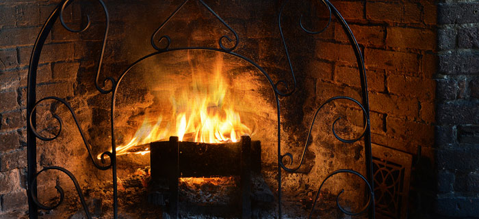fireplace with lit flame